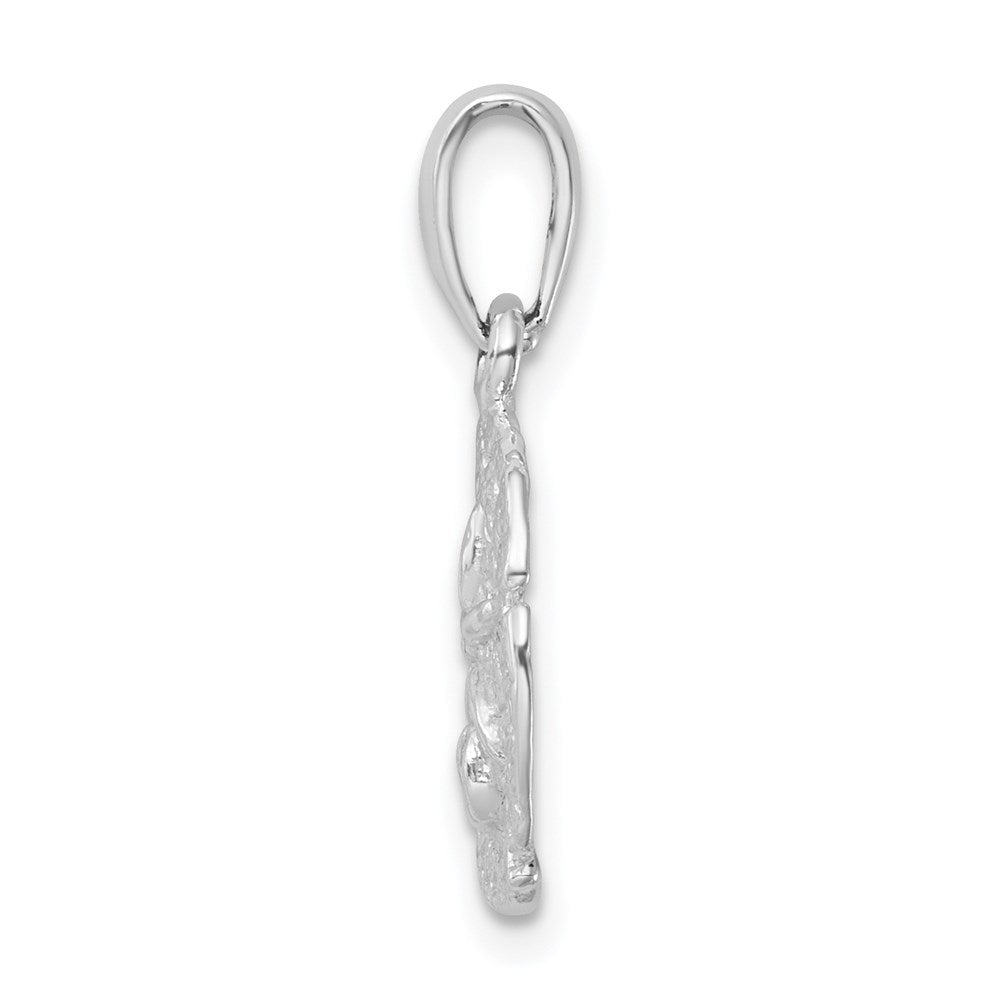 FJC Finejewelers 925 Sterling Silver Rhodium Plated Polished/Textured Sand Dollar Charm 21 x 13 mm