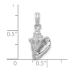 FJC Finejewelers 925 Sterling Silver Rhodium Plated Polished 3D Conch Charm 20 x 9 mm