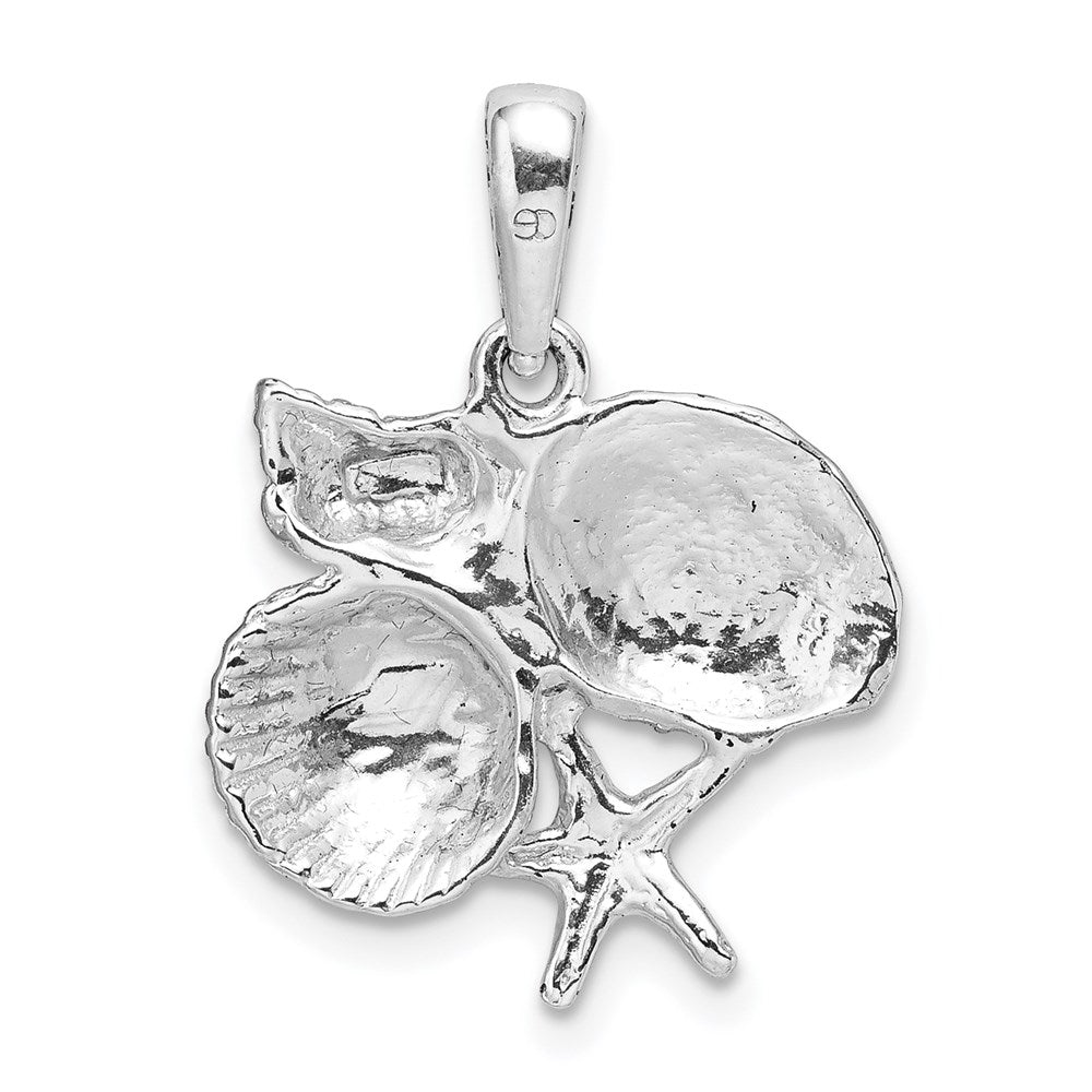 FJC Finejewelers 925 Sterling Silver Rhodium Plated Polished Shell Cluster Charm 22 x 16 mm