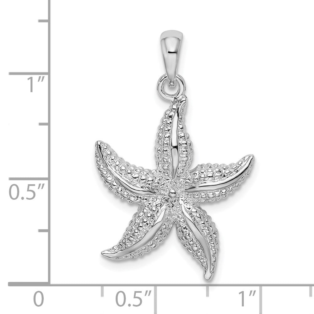 FJC Finejewelers 925 Sterling Silver Rhodium Plated Polished/Textured Starfish Charm 30 x 18 mm