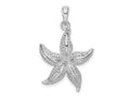 FJC Finejewelers 925 Sterling Silver Rhodium Plated Polished/Textured Starfish Charm 30 x 18 mm