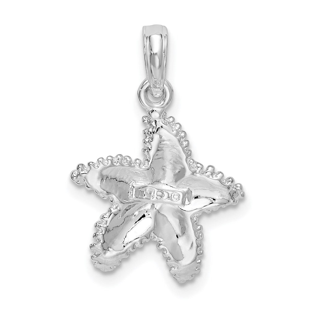 FJC Finejewelers 925 Sterling Silver Rhodium Plated Polished Beaded Starfish Charm 23 x 14 mm