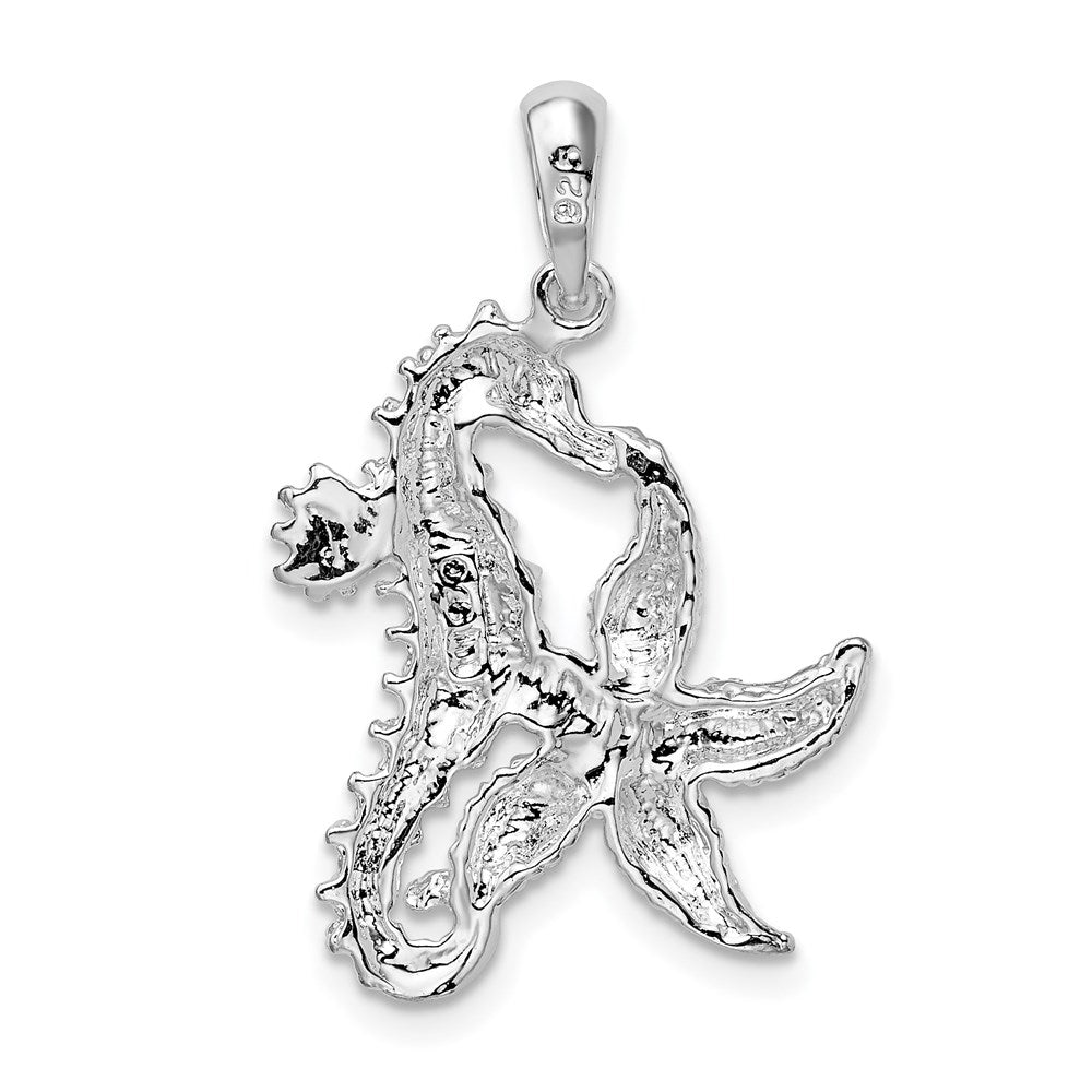 FJC Finejewelers 925 Sterling Silver Rhodium Plated Polished Starfish and Seahorse Charm 28 x 18 mm
