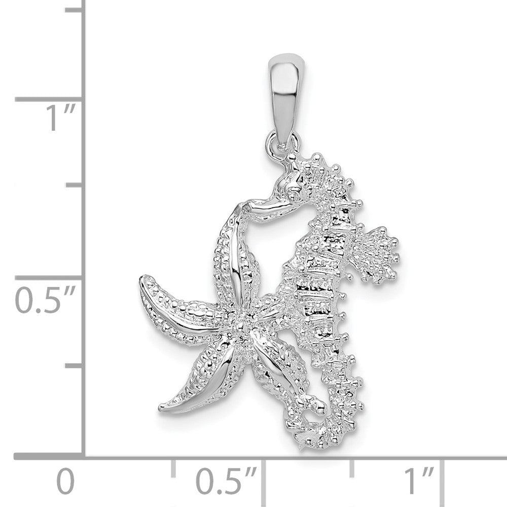 FJC Finejewelers 925 Sterling Silver Rhodium Plated Polished Starfish and Seahorse Charm 28 x 18 mm