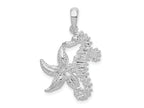 FJC Finejewelers 925 Sterling Silver Rhodium Plated Polished Starfish and Seahorse Charm 28 x 18 mm