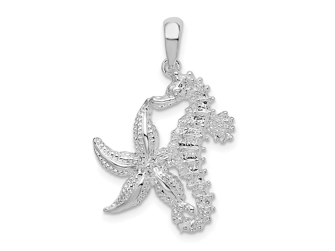 FJC Finejewelers 925 Sterling Silver Rhodium Plated Polished Starfish and Seahorse Charm 28 x 18 mm