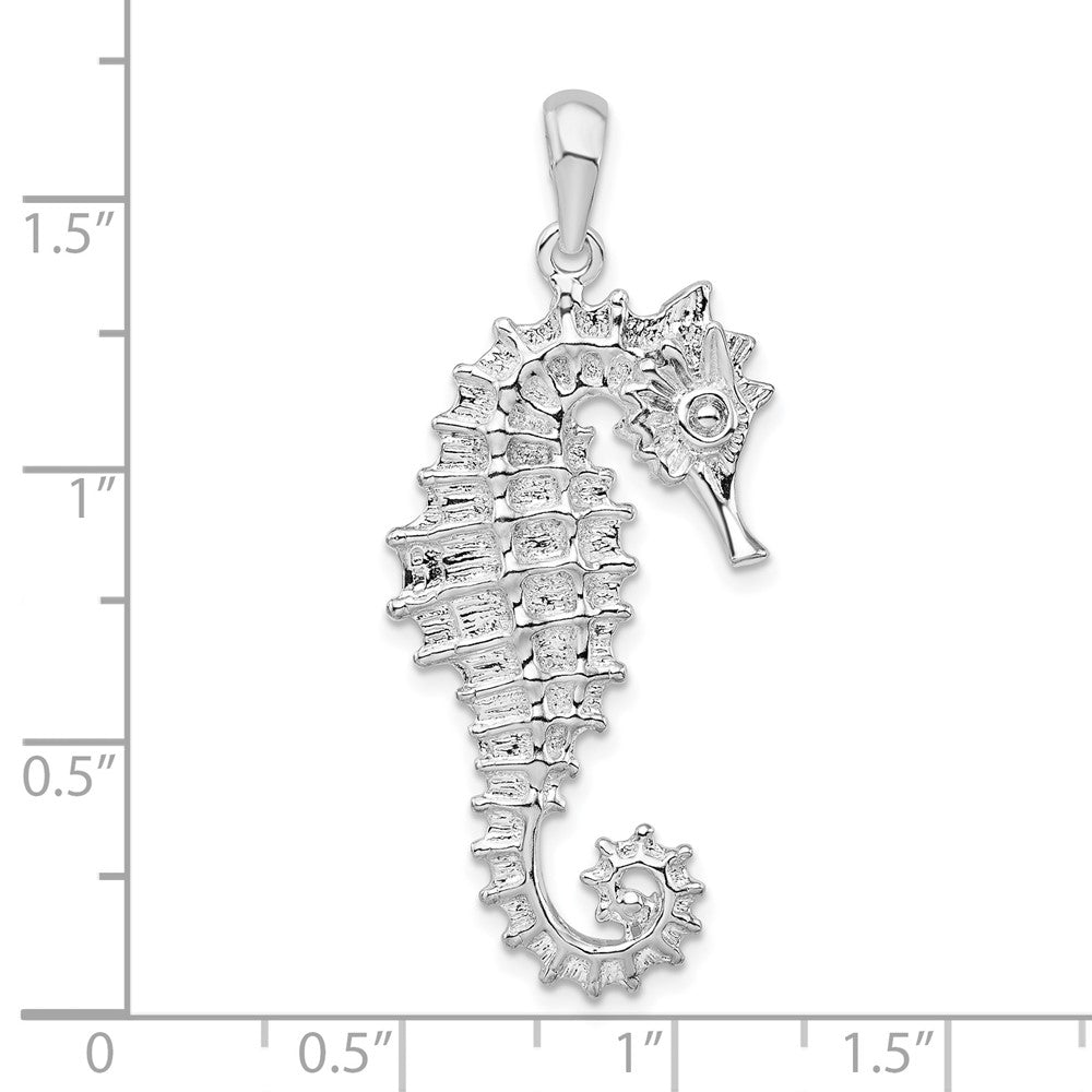 FJC Finejewelers 925 Sterling Silver Rhodium Plated Polished Textured 3D Seahorse Charm 42 x 18 mm
