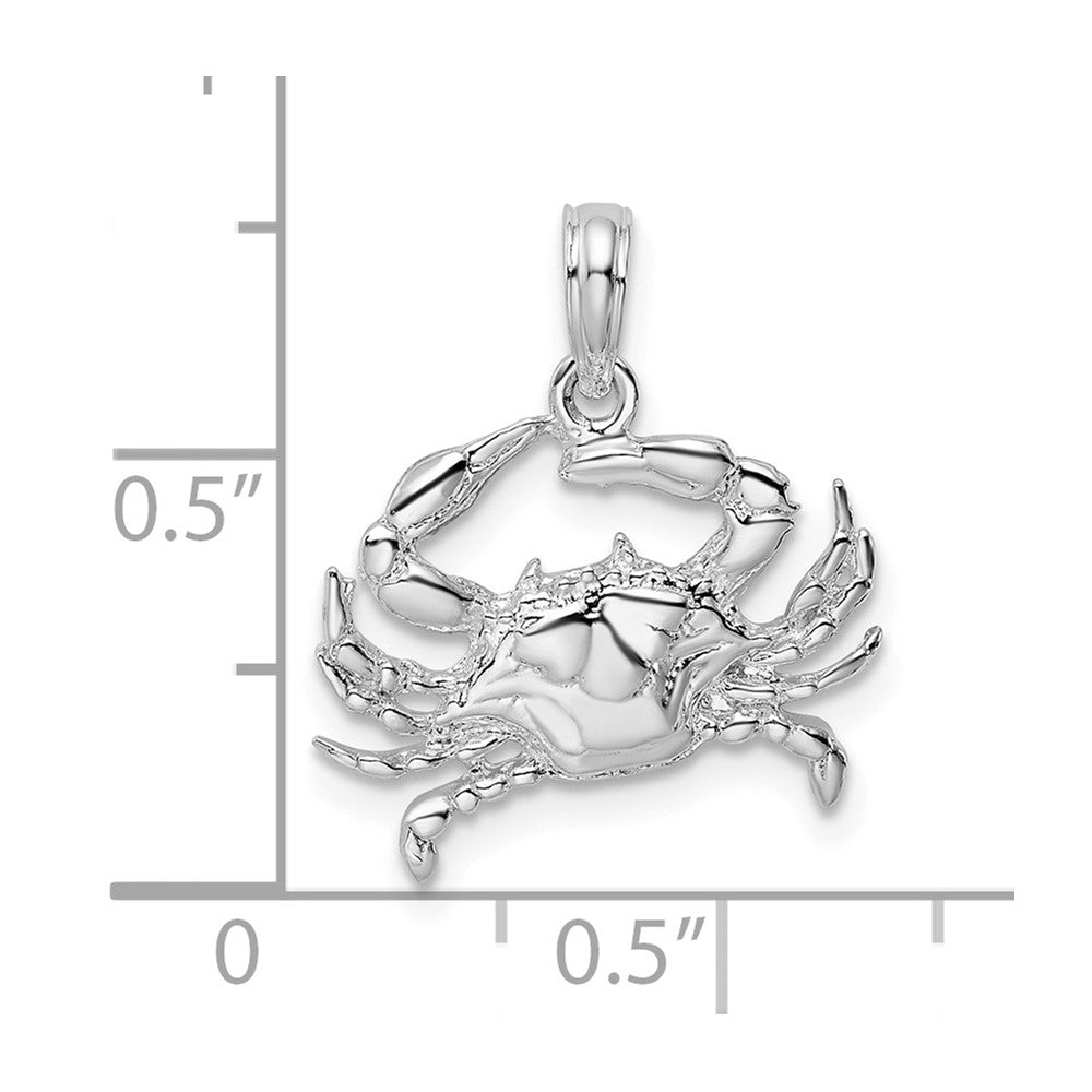 FJC Finejewelers 925 Sterling Silver Rhodium Plated Polished Blue Crab Charm 19 x 16 mm