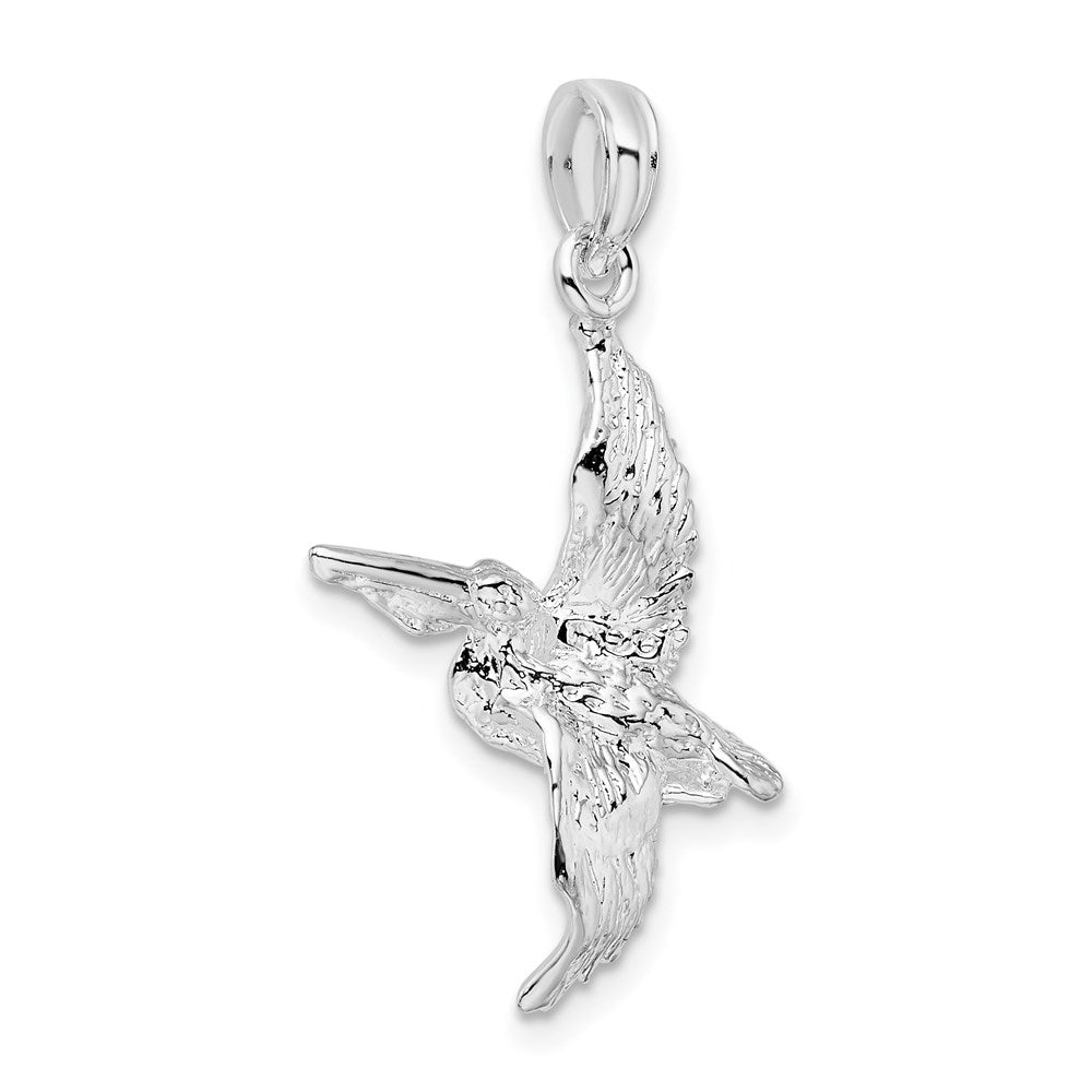 FJC Finejewelers 925 Sterling Silver Rhodium Plated Polished 3D Flying Pelican Charm 12 mm