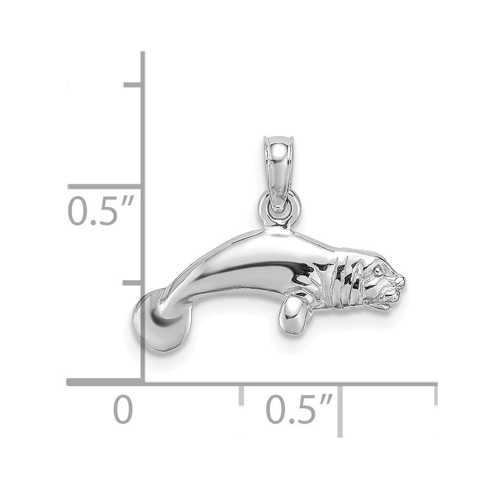 FJC Finejewelers 925 Sterling Silver Rhodium Plated Polished 3D Manatee Charm 14 x 18 mm