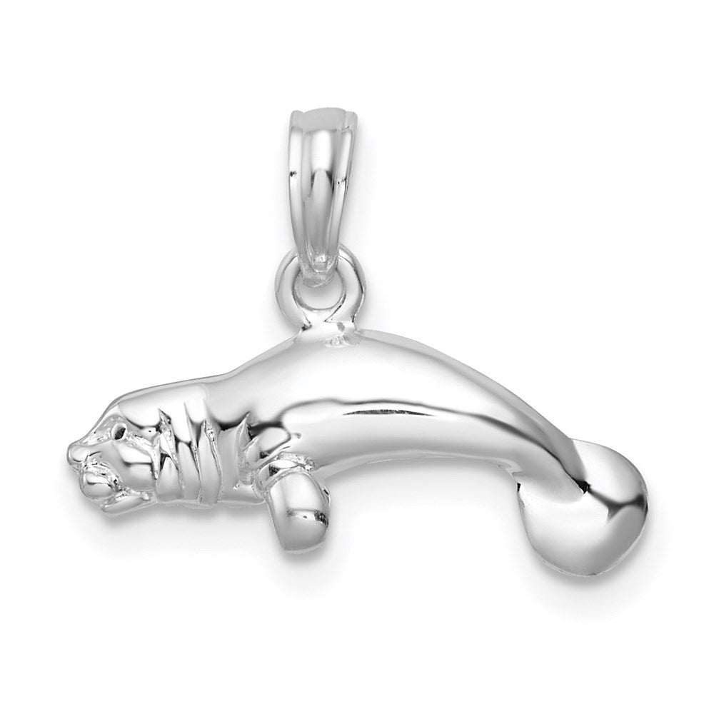 FJC Finejewelers 925 Sterling Silver Rhodium Plated Polished 3D Manatee Charm 14 x 18 mm