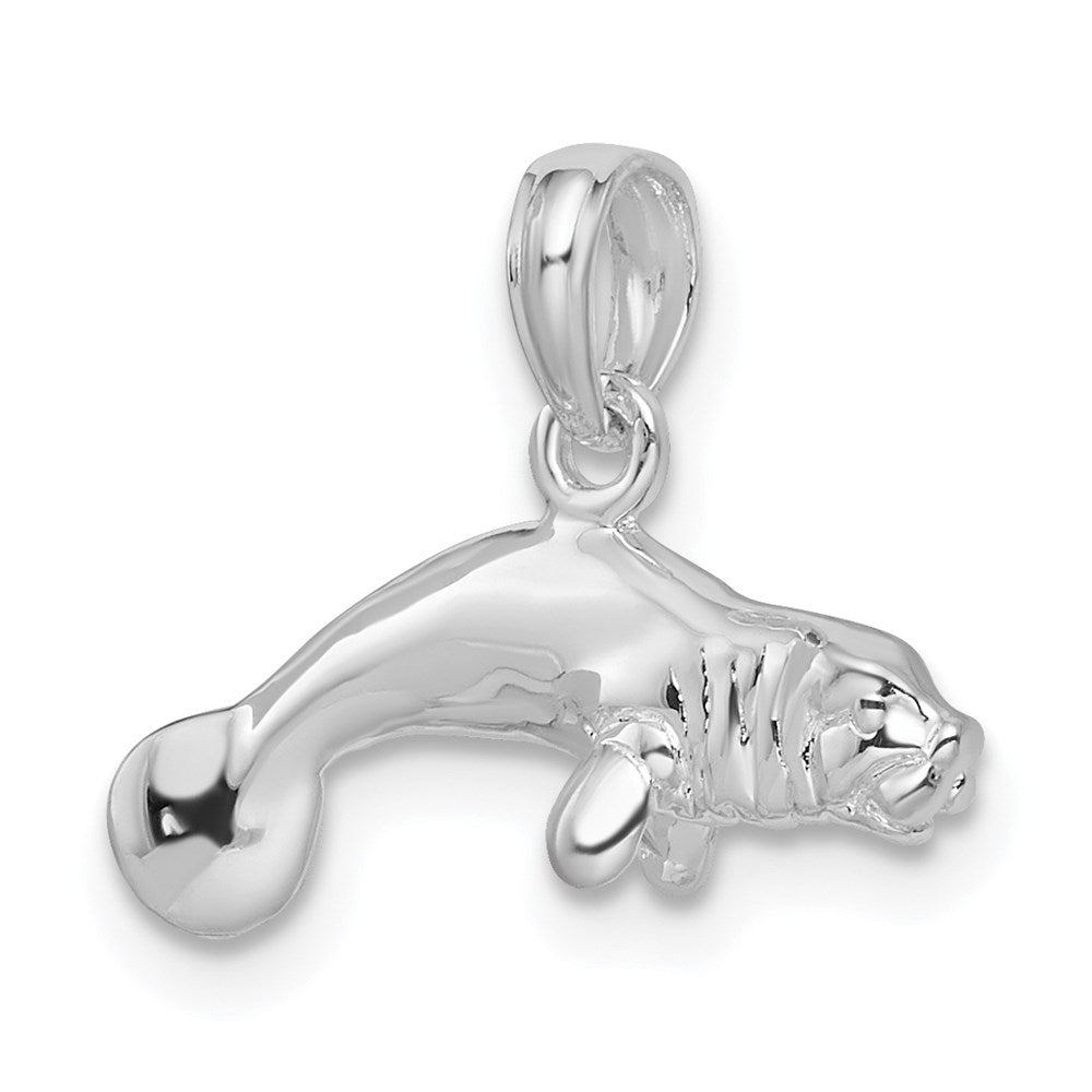 FJC Finejewelers 925 Sterling Silver Rhodium Plated Polished 3D Manatee Charm 14 x 18 mm