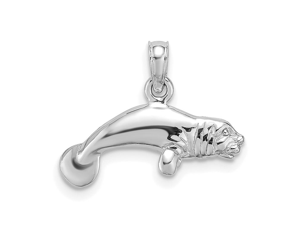 FJC Finejewelers 925 Sterling Silver Rhodium Plated Polished 3D Manatee Charm 14 x 18 mm