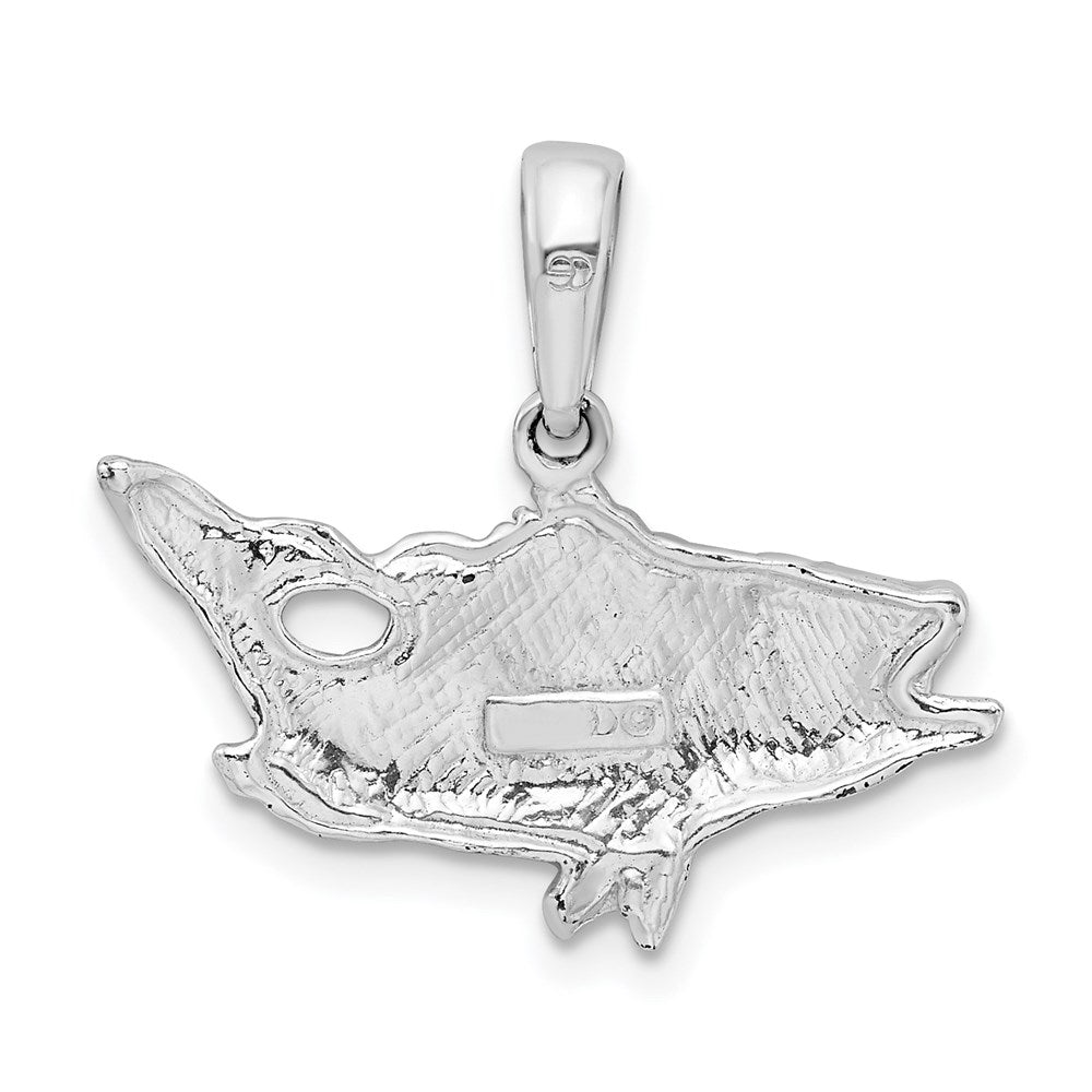 FJC Finejewelers 925 Sterling Silver Rhodium Plated Polished Open Mouth Bass Fish Charm 20 x 23 mm