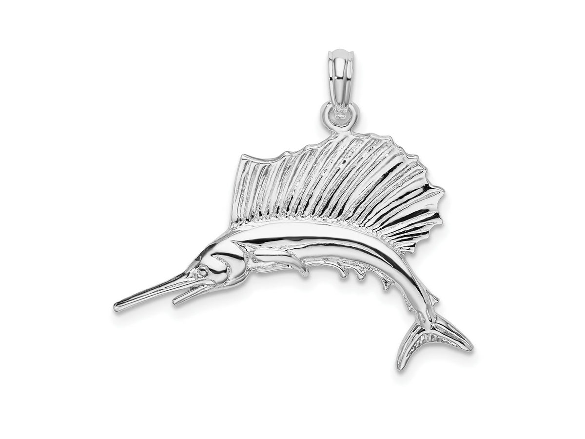 FJC Finejewelers 925 Sterling Silver Rhodium Plated Polished Sailfish Charm 28 x 31 mm