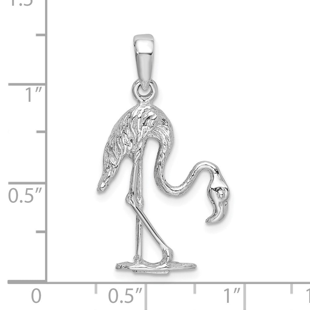 FJC Finejewelers 925 Sterling Silver Rhodium Plated Polished 3D Flamingo Charm 17 mm