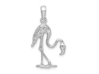 FJC Finejewelers 925 Sterling Silver Rhodium Plated Polished 3D Flamingo Charm 17 mm
