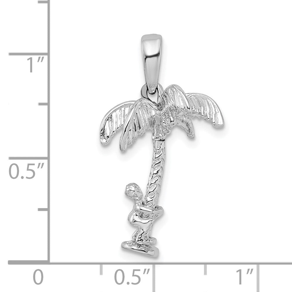 FJC Finejewelers 925 Sterling Silver Rhodium Plated 3D Palm Tree with Moving Climber Charm 27 x 15 mm