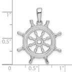 FJC Finejewelers 925 Sterling Silver Rhodium Plated Polished Cut-out 3D Ships Wheel Charm 27 x 20 mm