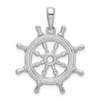 FJC Finejewelers 925 Sterling Silver Rhodium Plated Polished Cut-out 3D Ships Wheel Charm 27 x 20 mm