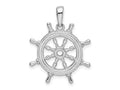 FJC Finejewelers 925 Sterling Silver Rhodium Plated Polished Cut-out 3D Ships Wheel Charm 27 x 20 mm