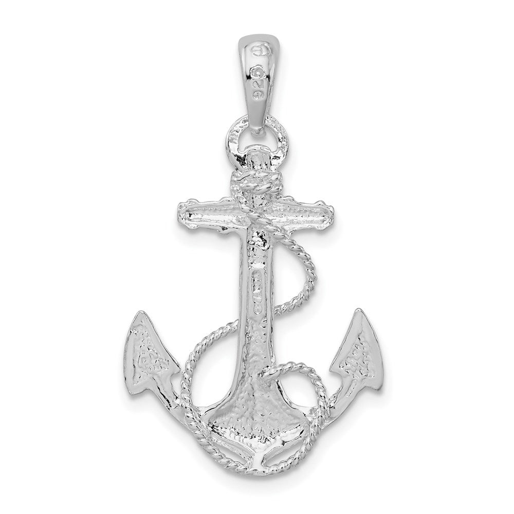 FJC Finejewelers 925 Sterling Silver Rhodium Plated Polished Anchor with Rope Charm 32 x 18 mm