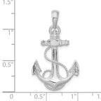 FJC Finejewelers 925 Sterling Silver Rhodium Plated Polished Anchor with Rope Charm 32 x 18 mm