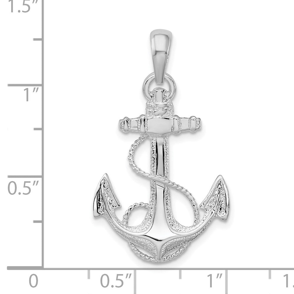 FJC Finejewelers 925 Sterling Silver Rhodium Plated Polished Anchor with Rope Charm 32 x 18 mm