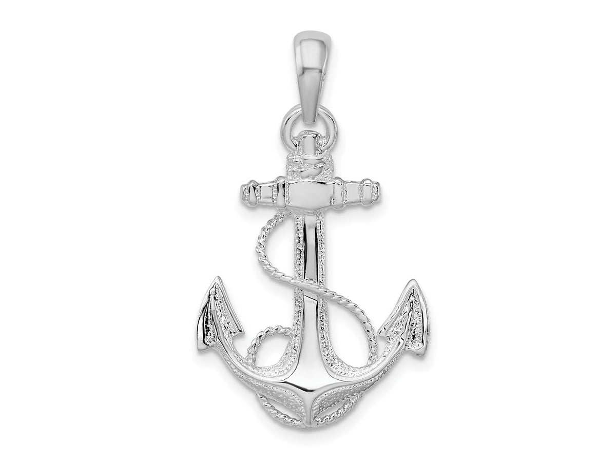 FJC Finejewelers 925 Sterling Silver Rhodium Plated Polished Anchor with Rope Charm 32 x 18 mm