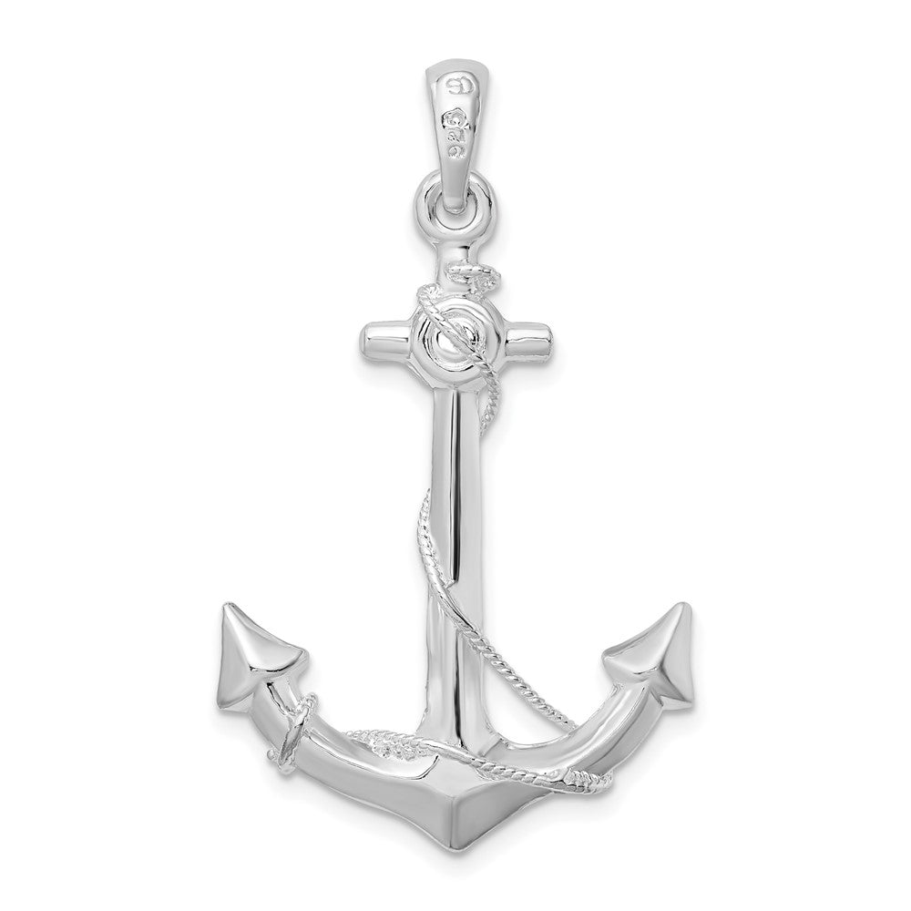 FJC Finejewelers 925 Sterling Silver Rhodium Plated Polished 3D Anchor with Rope Charm 39 x 23 mm