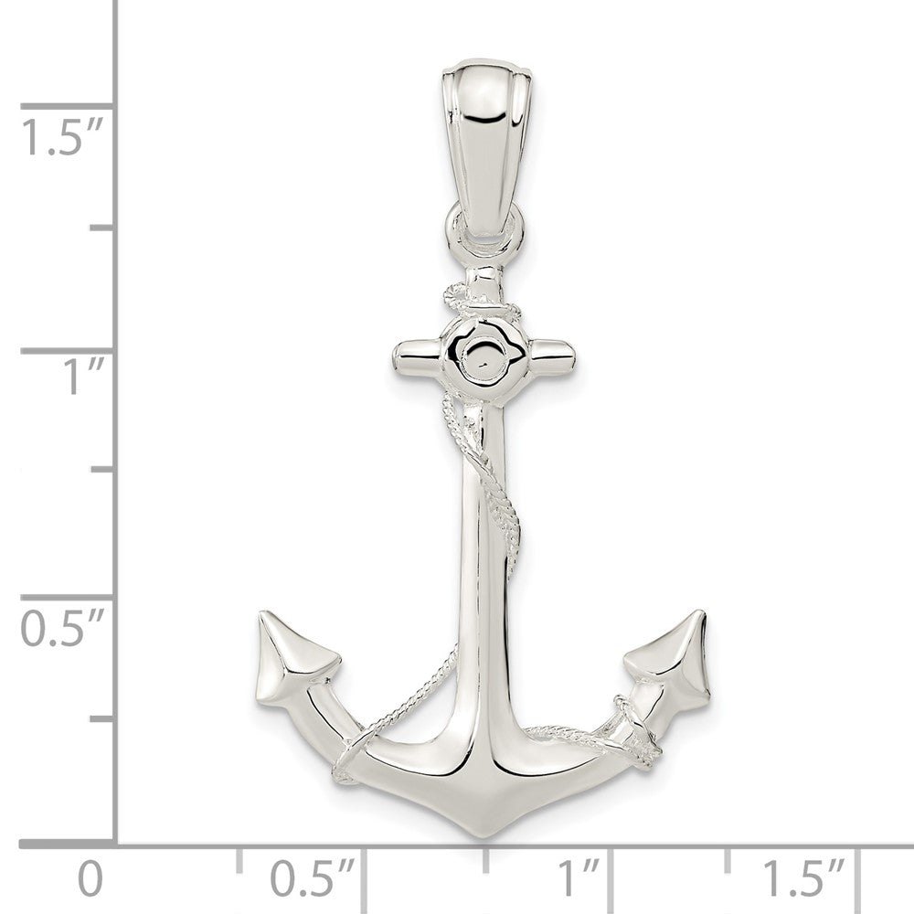 FJC Finejewelers 925 Sterling Silver Rhodium Plated Polished 3D Anchor with Rope Charm 39 x 23 mm