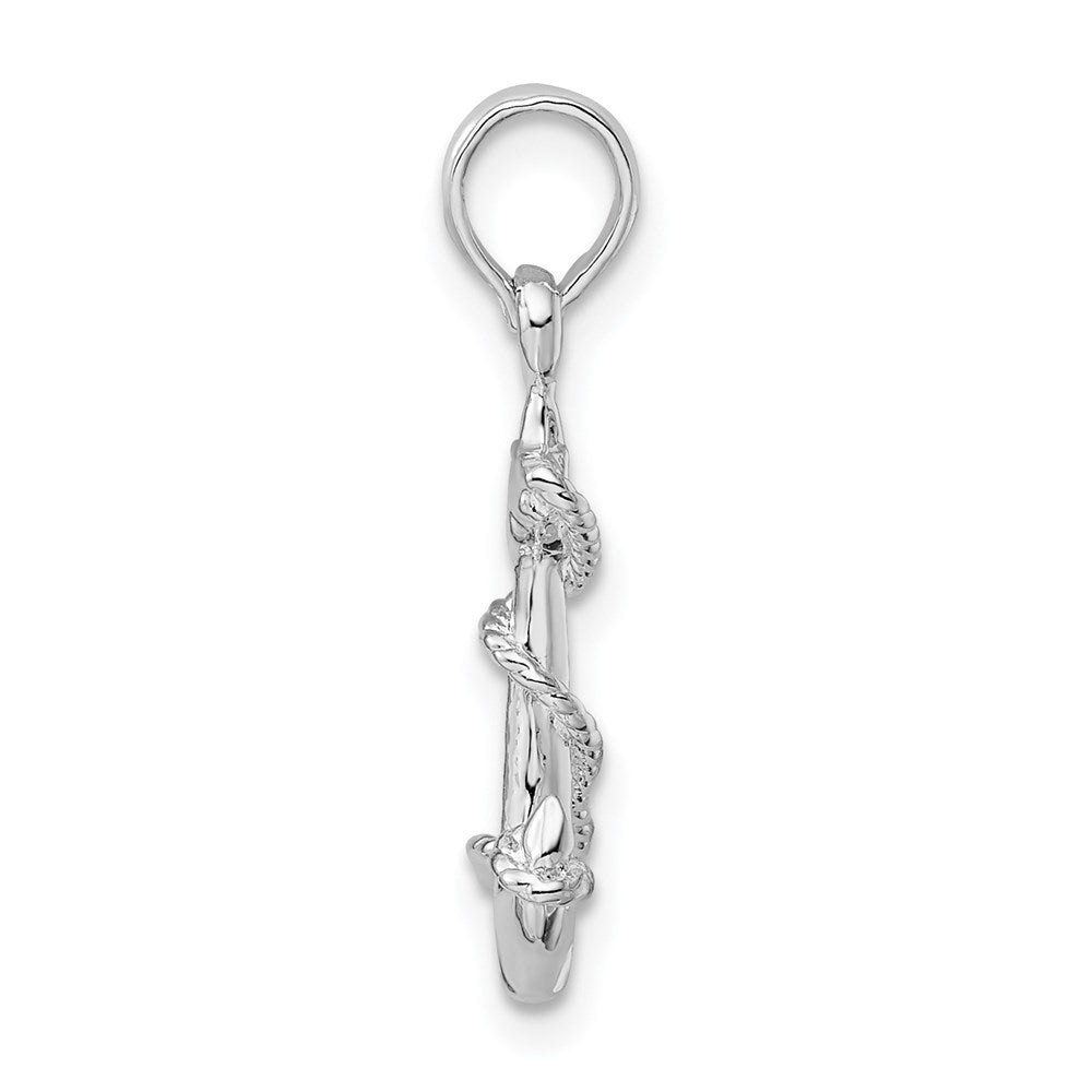 FJC Finejewelers 925 Sterling Silver Rhodium Plated Polished 3D Anchor with Rope Charm 23 x 11 mm