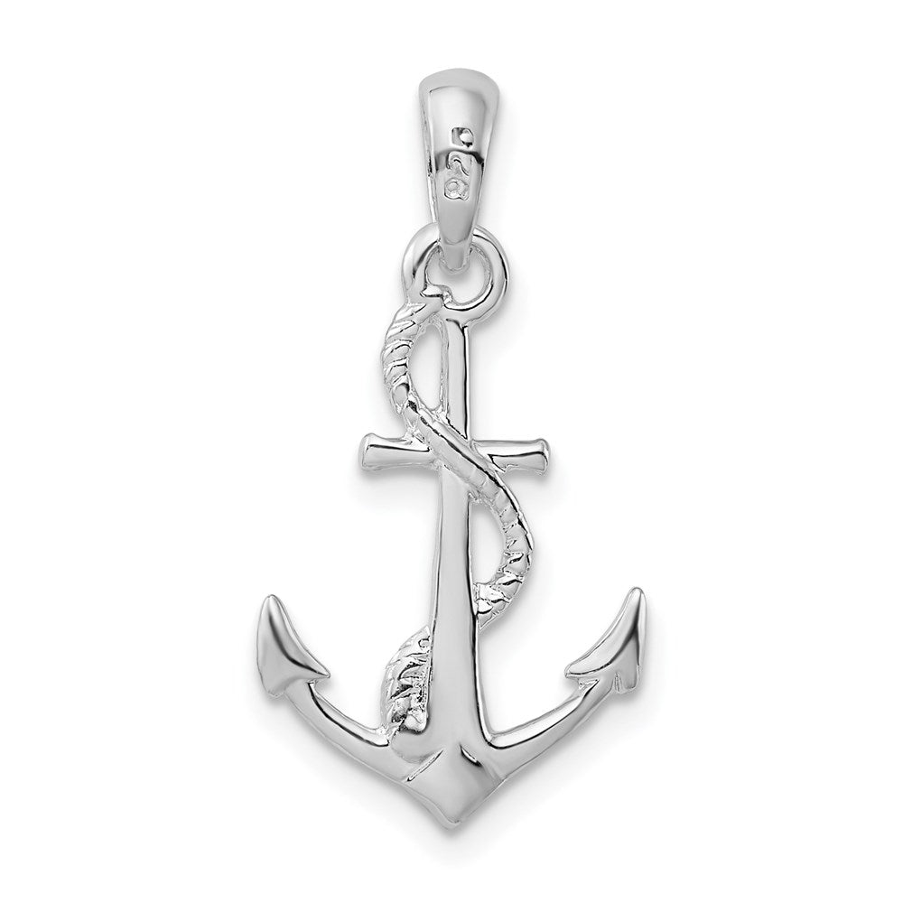 FJC Finejewelers 925 Sterling Silver Polished/Textured 3D Anchor with Rope Charm 24 x 12 mm
