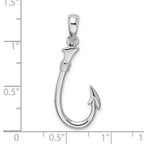 FJC Finejewelers 925 Sterling Silver Rhodium Plated Polished 3D Fish Hook Charm 31 x 13 mm