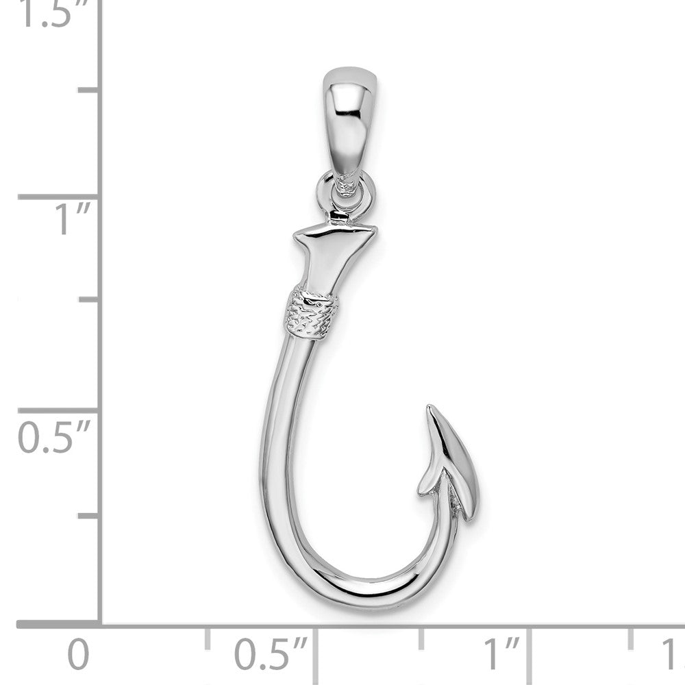 FJC Finejewelers 925 Sterling Silver Rhodium Plated Polished 3D Fish Hook Charm 31 x 13 mm