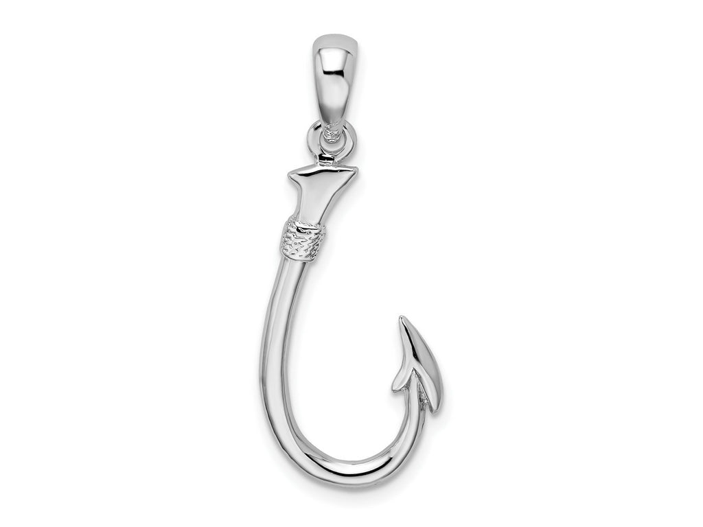 FJC Finejewelers 925 Sterling Silver Rhodium Plated Polished 3D Fish Hook Charm 31 x 13 mm