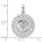 FJC Finejewelers 925 Sterling Silver Rhodium Plated Textured Turks Caicos Sand Dollar Charm 25 x 18 mm