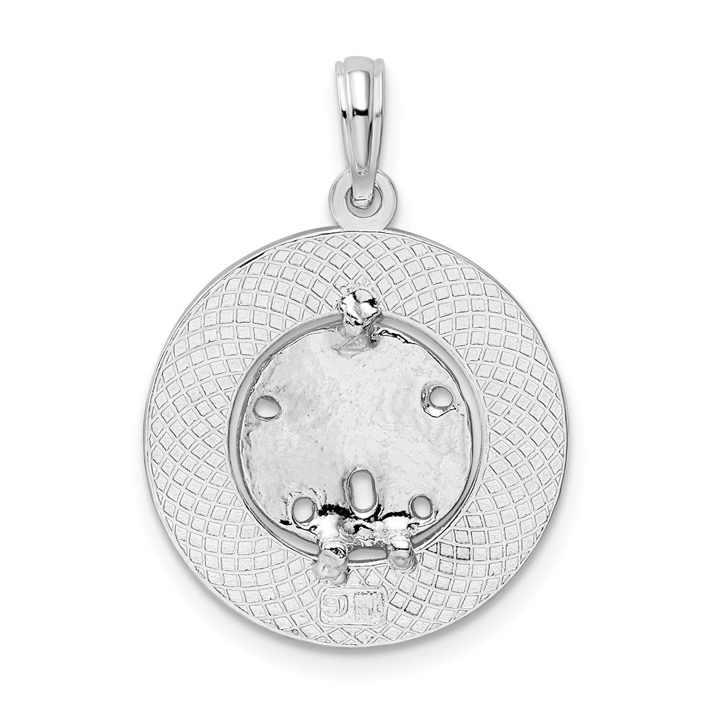 FJC Finejewelers 925 Sterling Silver Rhodium Plated Textured Turks Caicos Sand Dollar Charm 25 x 18 mm