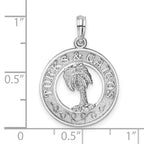 FJC Finejewelers 925 Sterling Silver Rhodium Plated Textured Turks Caicos Palm Tree Charm 25 x 17 mm