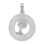 FJC Finejewelers 925 Sterling Silver Rhodium Plated Textured Turks Caicos Palm Tree Charm 25 x 17 mm
