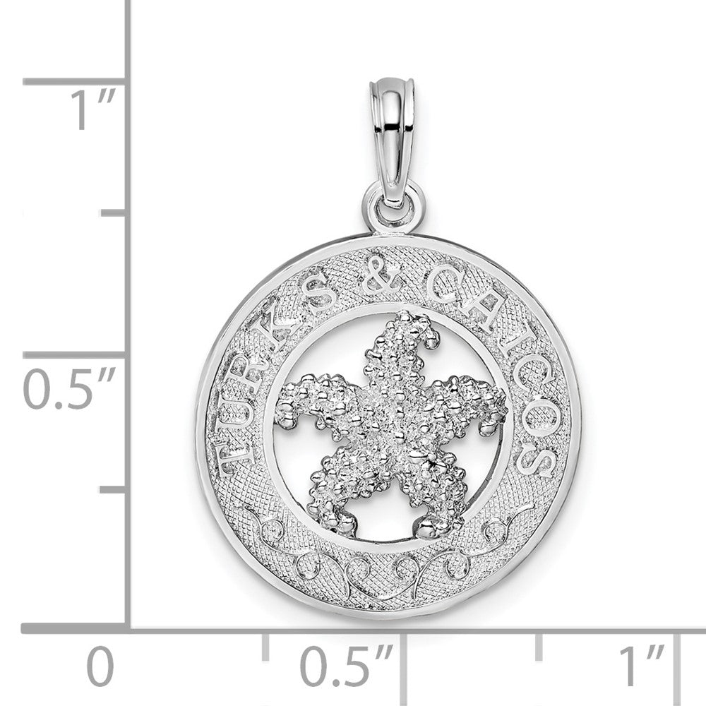 FJC Finejewelers 925 Sterling Silver Rhodium Plated Textured Turks Caicos with Starfish Charm 25 x 18 mm