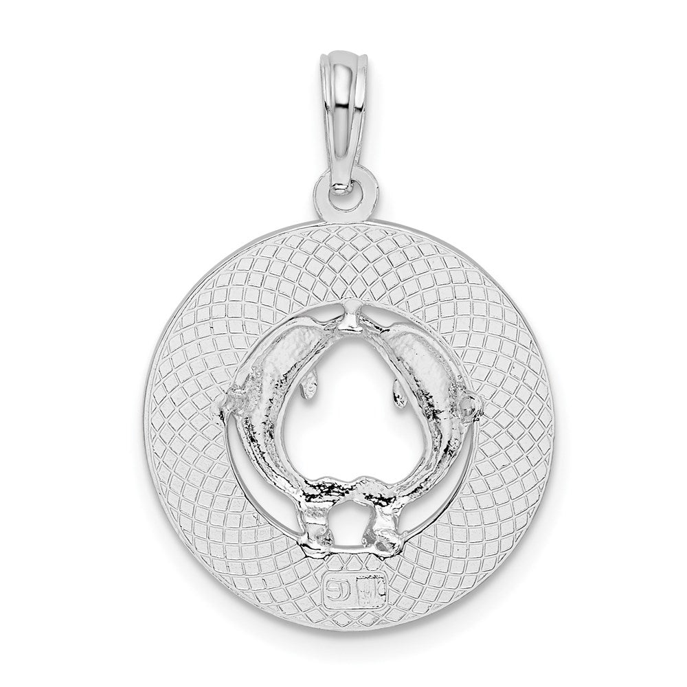 FJC Finejewelers 925 Sterling Silver Rhodium Plated Textured Turks Caicos Dolphins Charm 25 x 17 mm