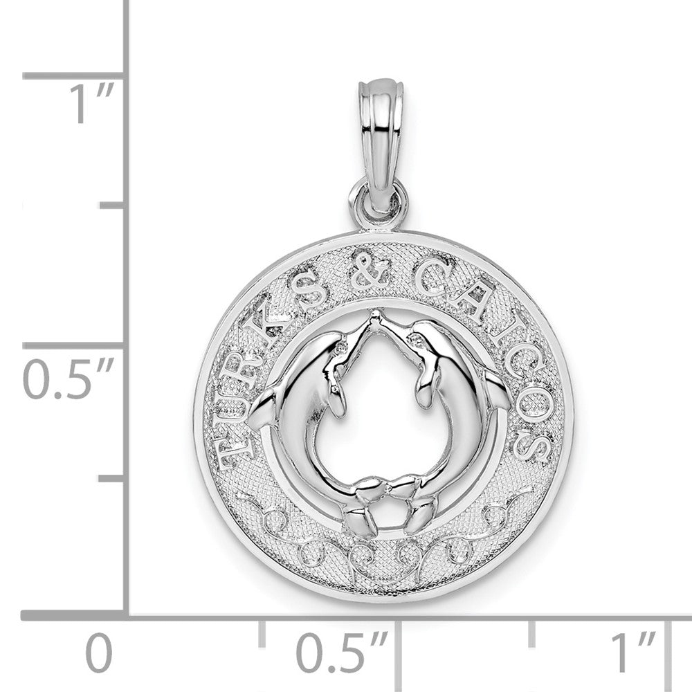 FJC Finejewelers 925 Sterling Silver Rhodium Plated Textured Turks Caicos Dolphins Charm 25 x 17 mm
