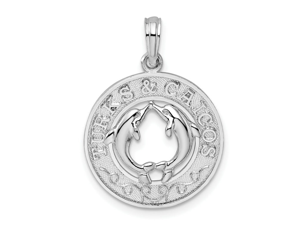 FJC Finejewelers 925 Sterling Silver Rhodium Plated Textured Turks Caicos Dolphins Charm 25 x 17 mm