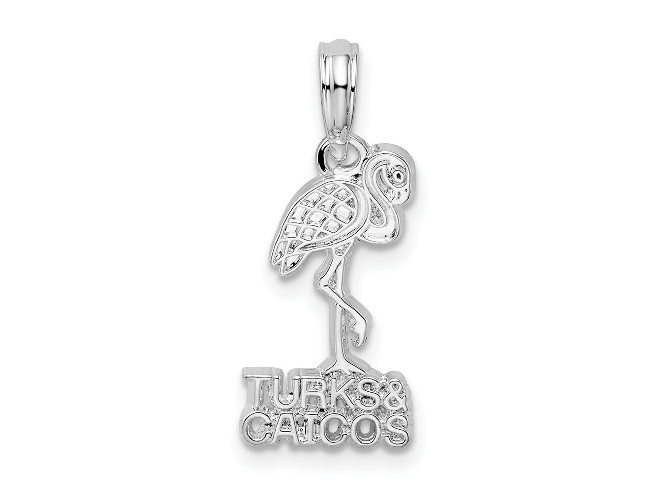 FJC Finejewelers 925 Sterling Silver Rhodium Plated Polished Turks Caicos Flamingo Charm 22 x 8 mm