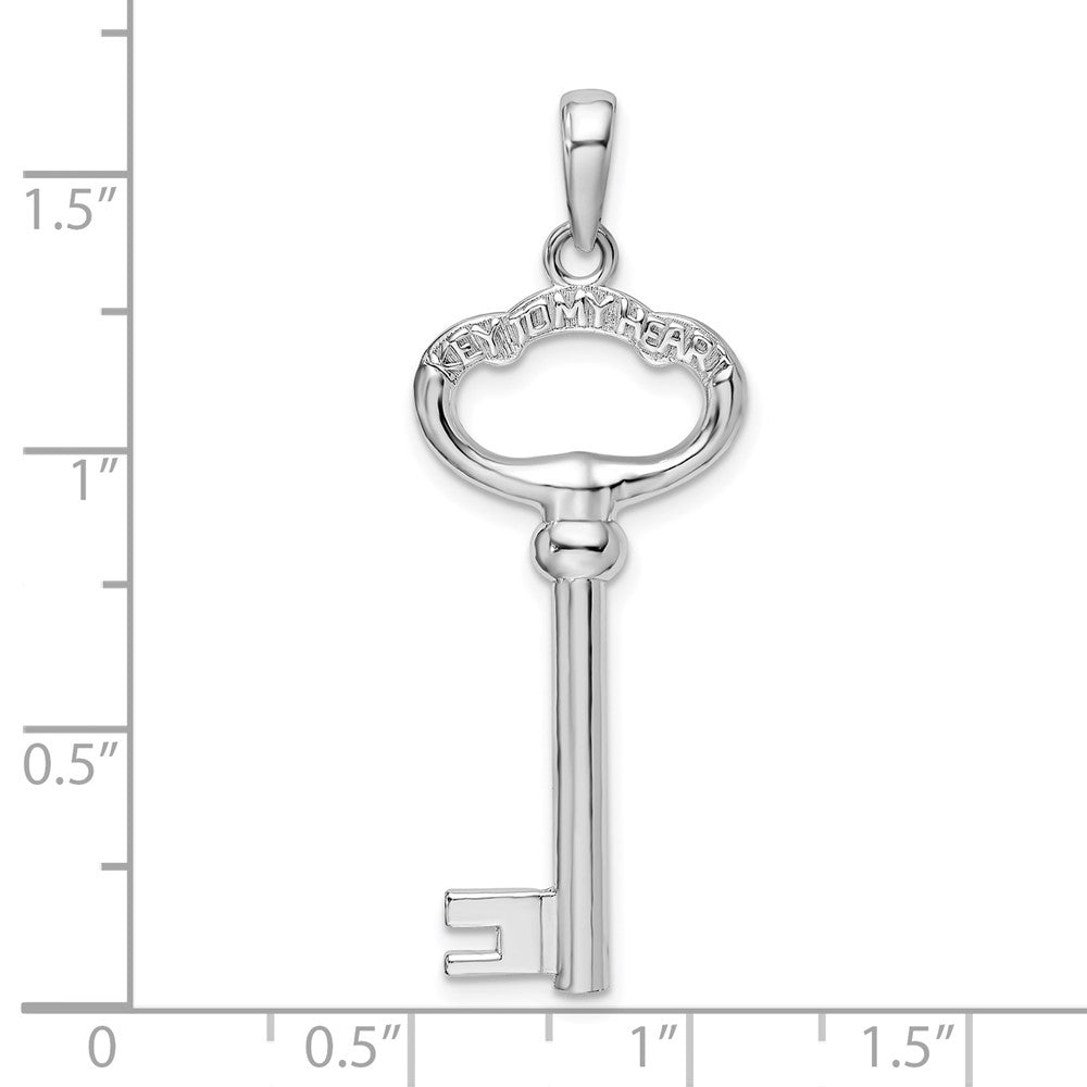 FJC Finejewelers 925 Sterling Silver Rhodium Plated 3D KEY TO MY HEART Key Charm 34 mm