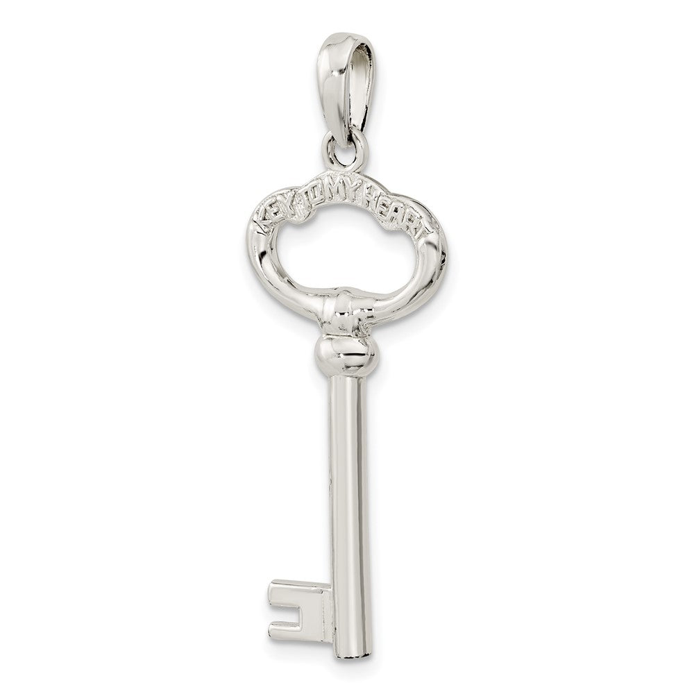 FJC Finejewelers 925 Sterling Silver Rhodium Plated 3D KEY TO MY HEART Key Charm 34 mm