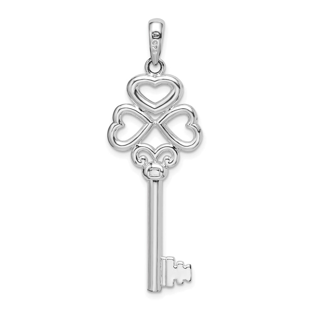 FJC Finejewelers 925 Sterling Silver 3D KEY TO MY HEART Heart Top Key Charm 39 mm