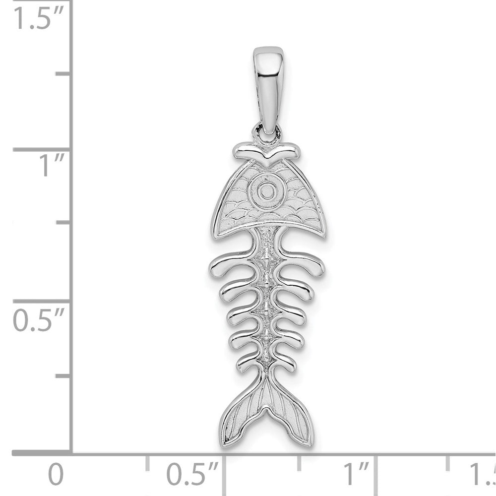 FJC Finejewelers 925 Sterling Silver Rhodium Plated Polished/Textured 3D Fishbone Charm 34 x 9 mm