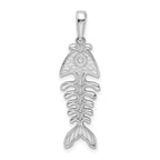 FJC Finejewelers 925 Sterling Silver Rhodium Plated Polished/Textured 3D Fishbone Charm 34 x 9 mm